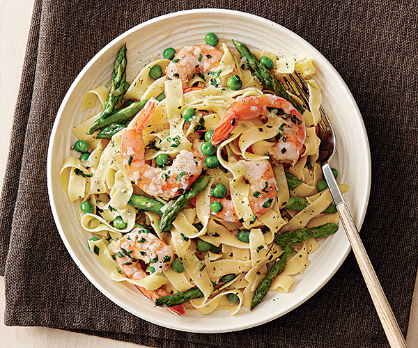 Fine Cooking Magazine - Shrimp and Asparagus Tagliatelle