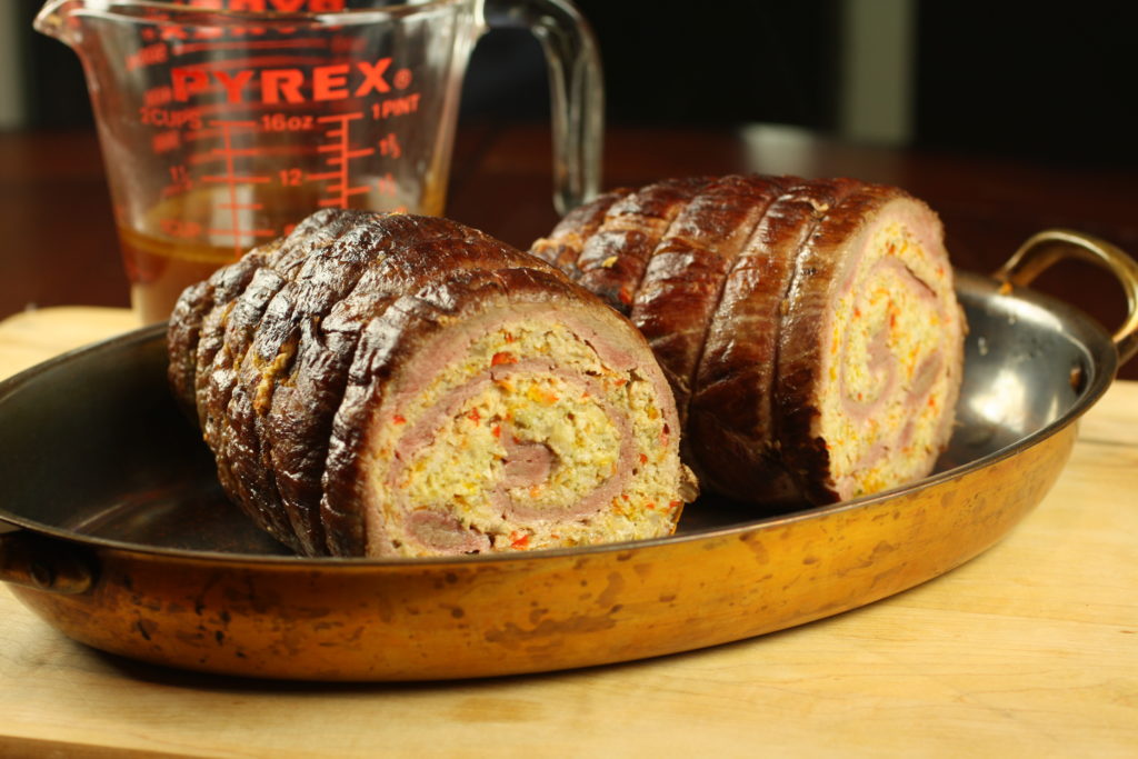 Chicken Stuffed-Beef Roulade